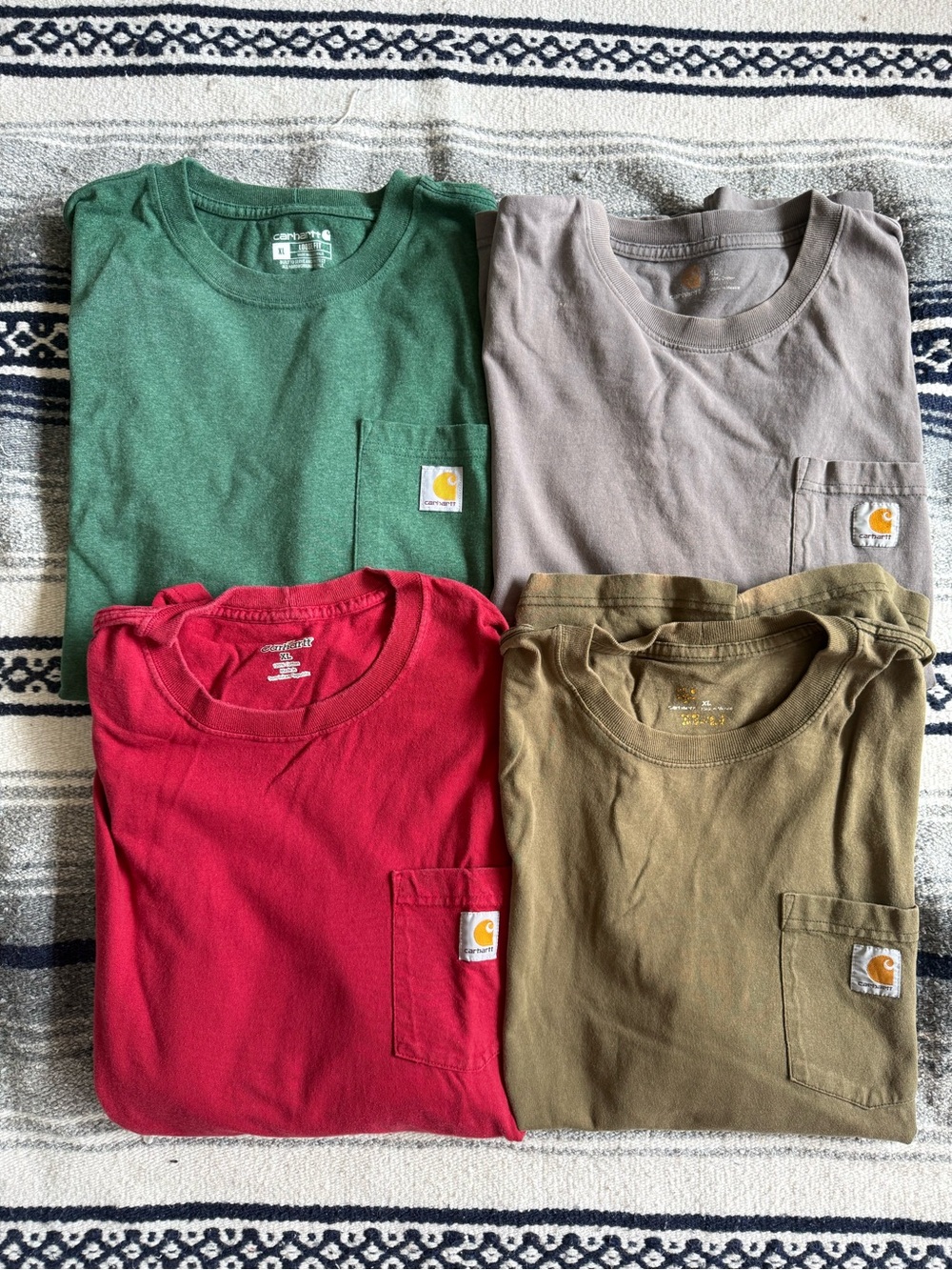 Carhartt Pocket Tee Set - Green, Gray, Red, Olive Size XL